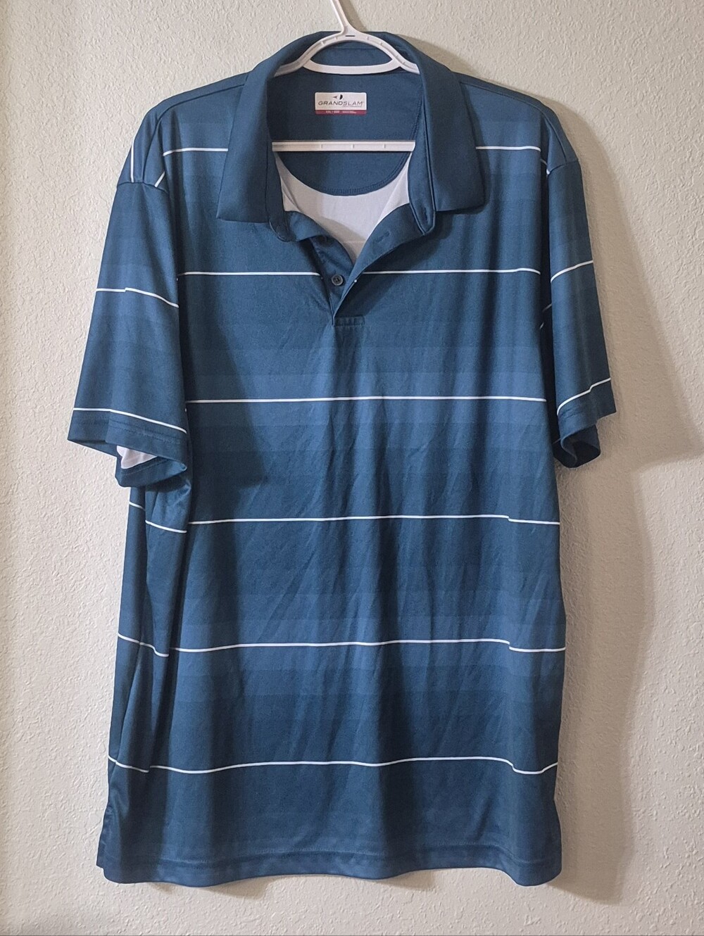 Grand Slam Teal Blue Polo with White Stripes